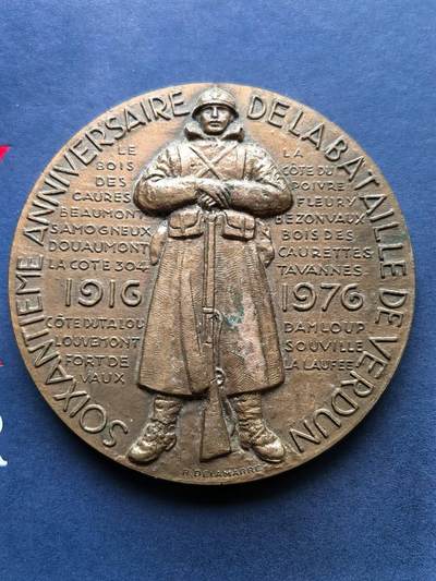 铜章专场 - 1976年法国铜章，凡尔登战役60周年，直径71mm