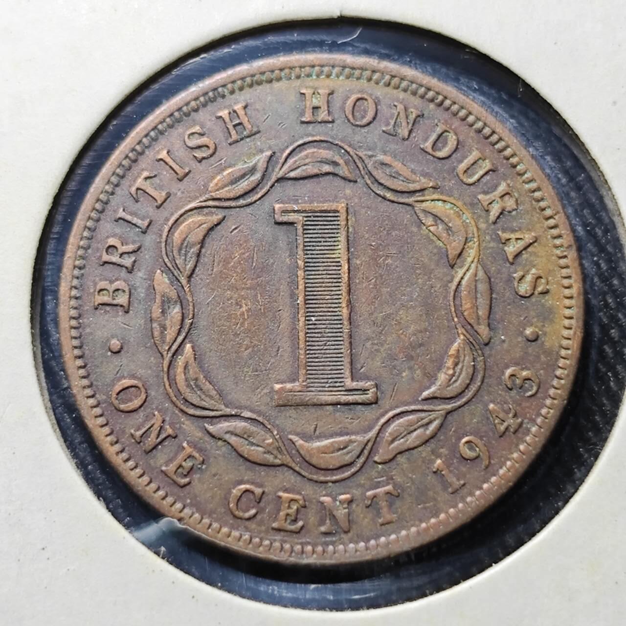 KK钱币收藏小铺  第398期 百期特拍（四拍之二） 2月预留时间 周末发货  1943英属洪都拉斯乔六一分铜币