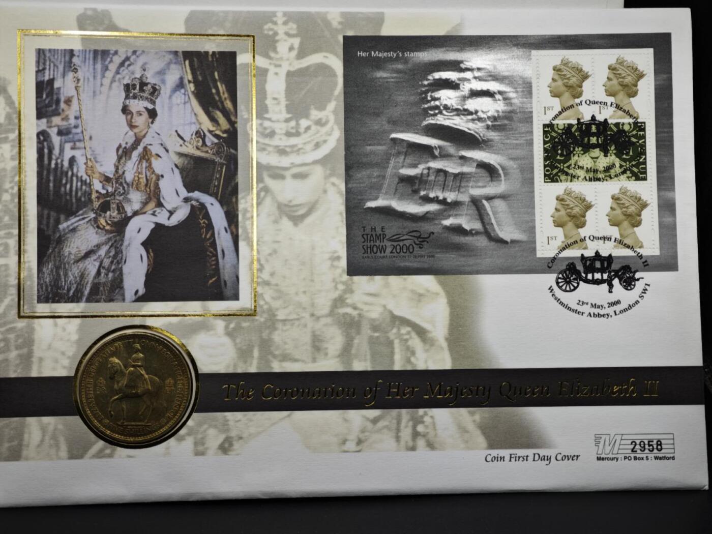 【淘币小摊】限时拍第八百六十二拍  克朗币邮币封场  满百包邮可预留两周  周一统一发货  英国1953年女王5镑纪念币邮币封