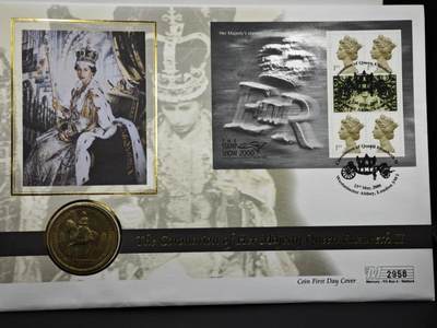 【淘币小摊】限时拍第八百六十二拍  克朗币邮币封场  满百包邮可预留两周  周一统一发货  - 英国1953年女王5镑纪念币邮币封