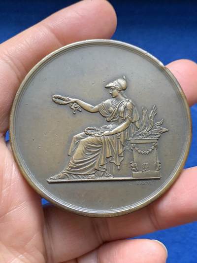 《竞宝斋》第463-465场 周日，周一，周二，3场连拍 （全场包邮）欢迎送拍 - 1910年雅典娜女神大铜章 90克 57.2mm 丰饶角铜标