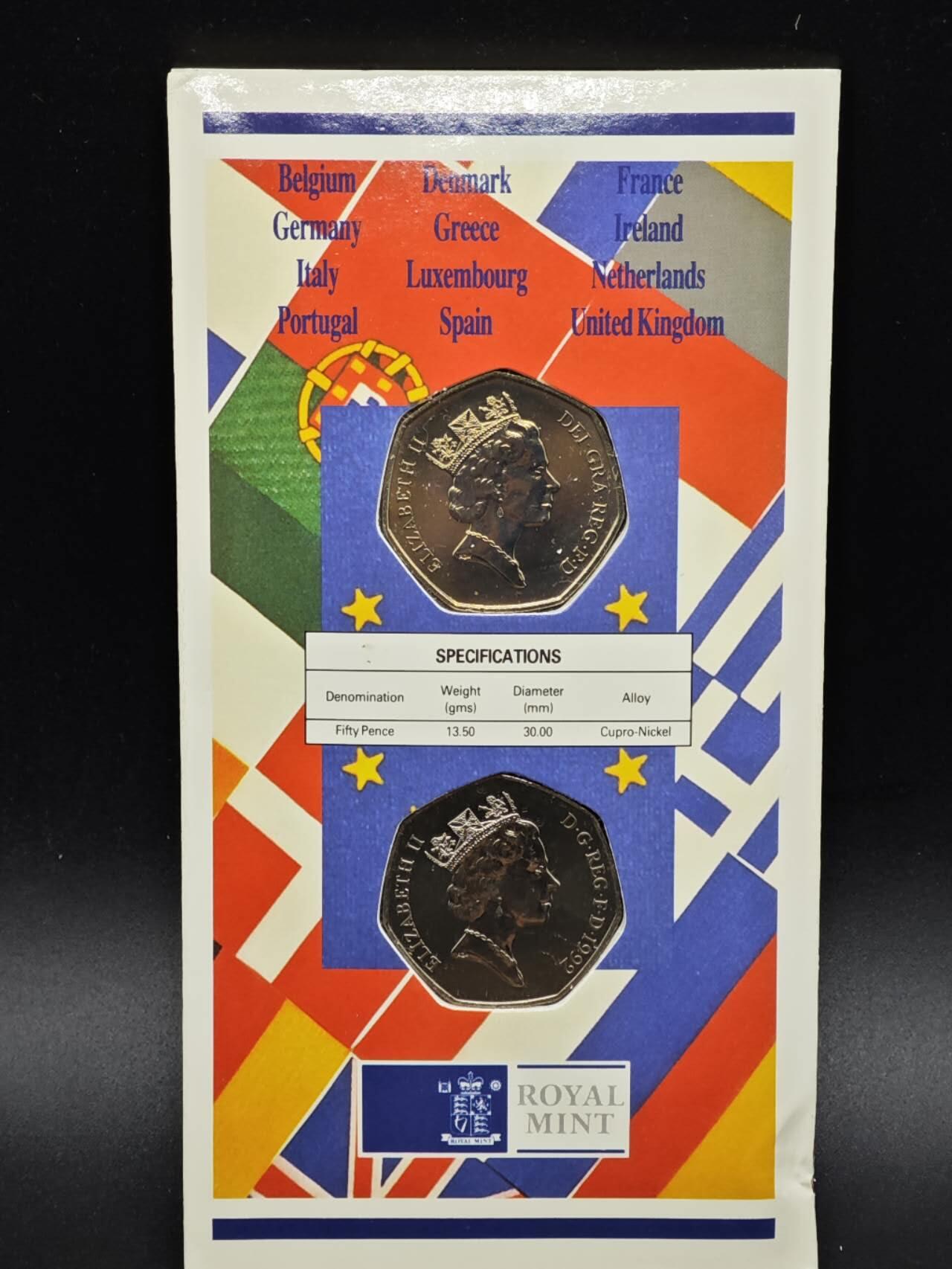 【淘币小摊】限时拍第八百六十二拍  克朗币邮币封场  满百包邮可预留两周  周一统一发货  英国1993年50便士纪念币卡册