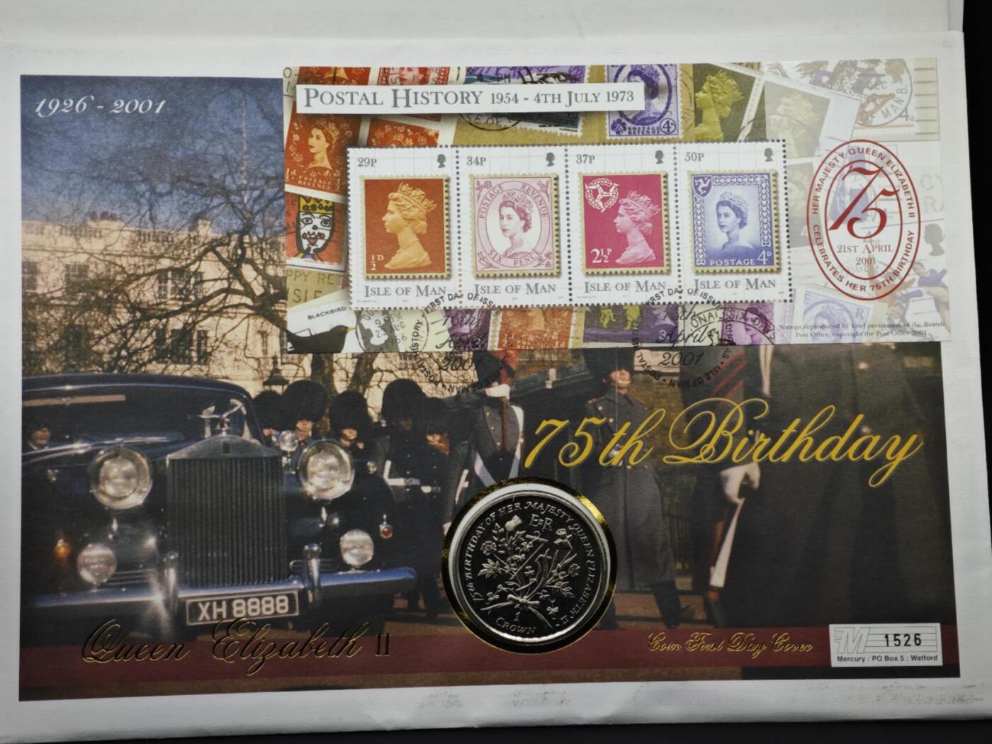 【淘币小摊】限时拍第八百六十二拍  克朗币邮币封场  满百包邮可预留两周  周一统一发货  马恩岛2001年女王75周岁克朗纪念币邮币封