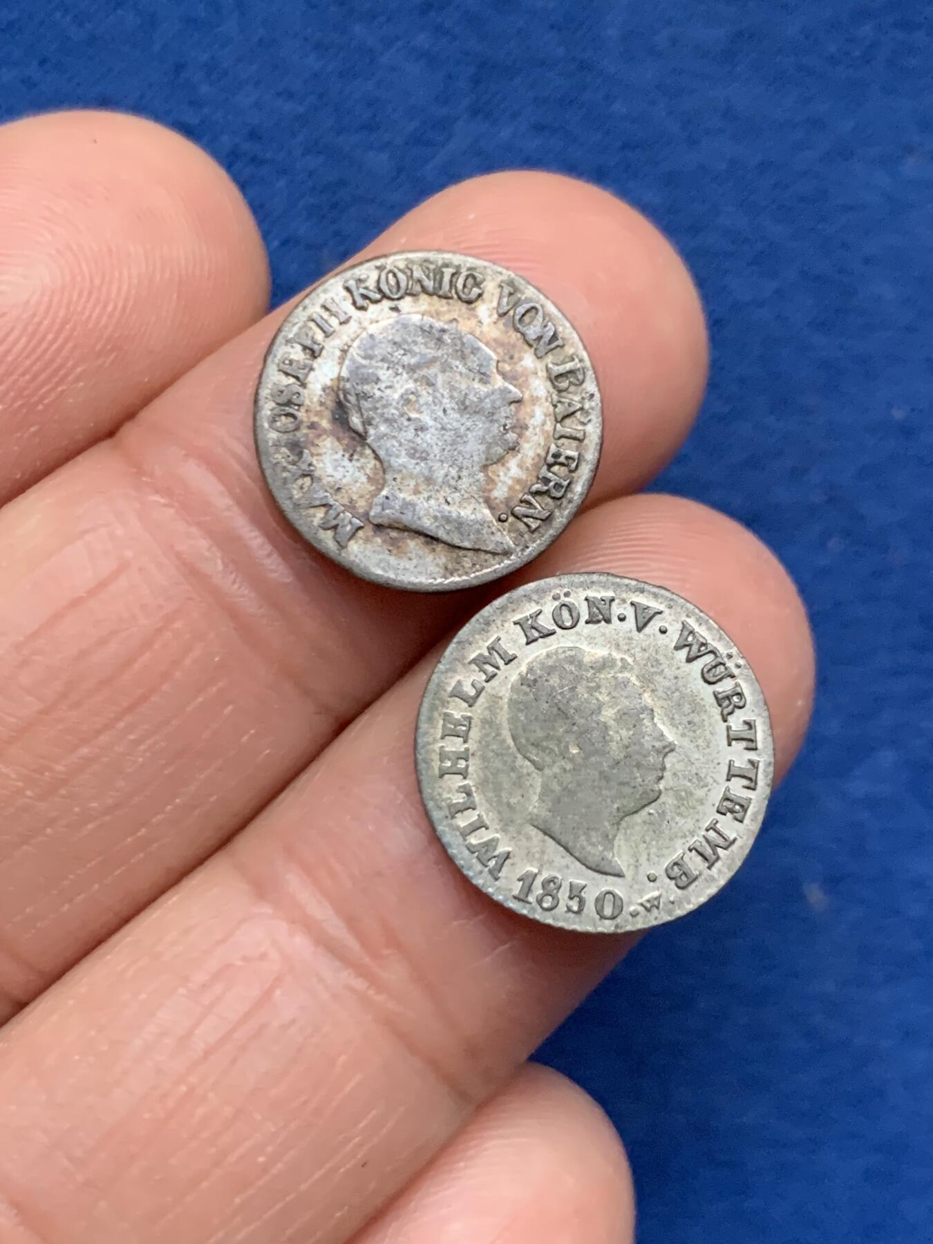 《竞宝斋》第463-465场 周日，周一，周二，3场连拍 （全场包邮）欢迎送拍 两枚一组 德邦符腾堡巴伐利亚君主头像1克鲁泽小银币