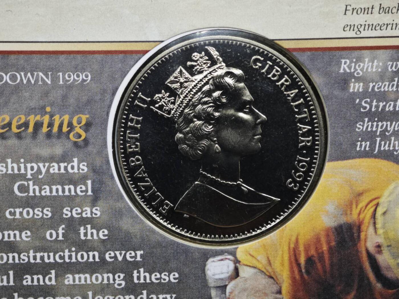 【淘币小摊】限时拍第八百六十二拍  克朗币邮币封场  满百包邮可预留两周  周一统一发货  直布罗陀1993年海底隧道2.8埃居纪念币邮币封