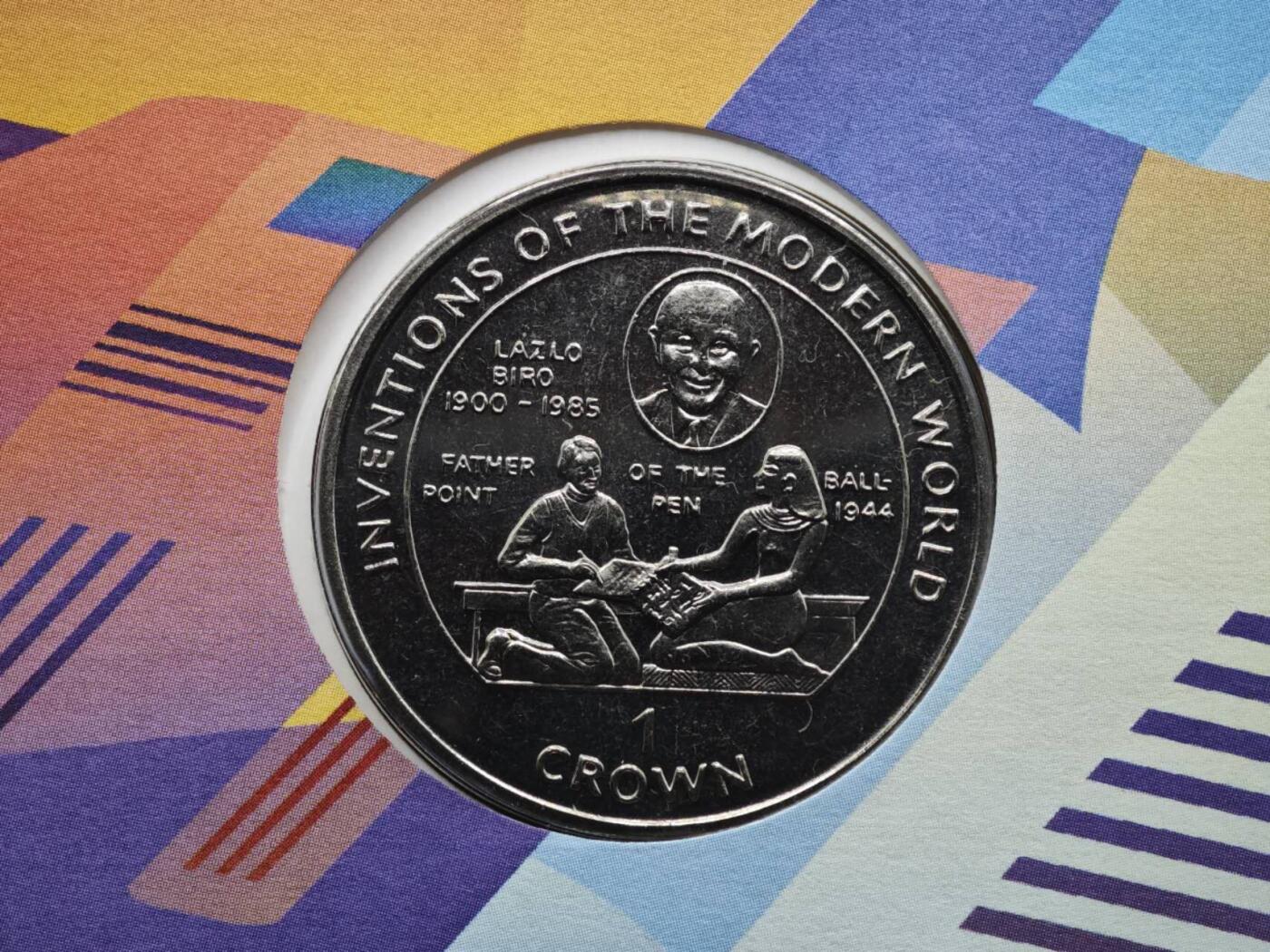 【淘币小摊】限时拍第八百六十二拍  克朗币邮币封场  满百包邮可预留两周  周一统一发货  马恩岛1995年现代发明克朗纪念币邮币封