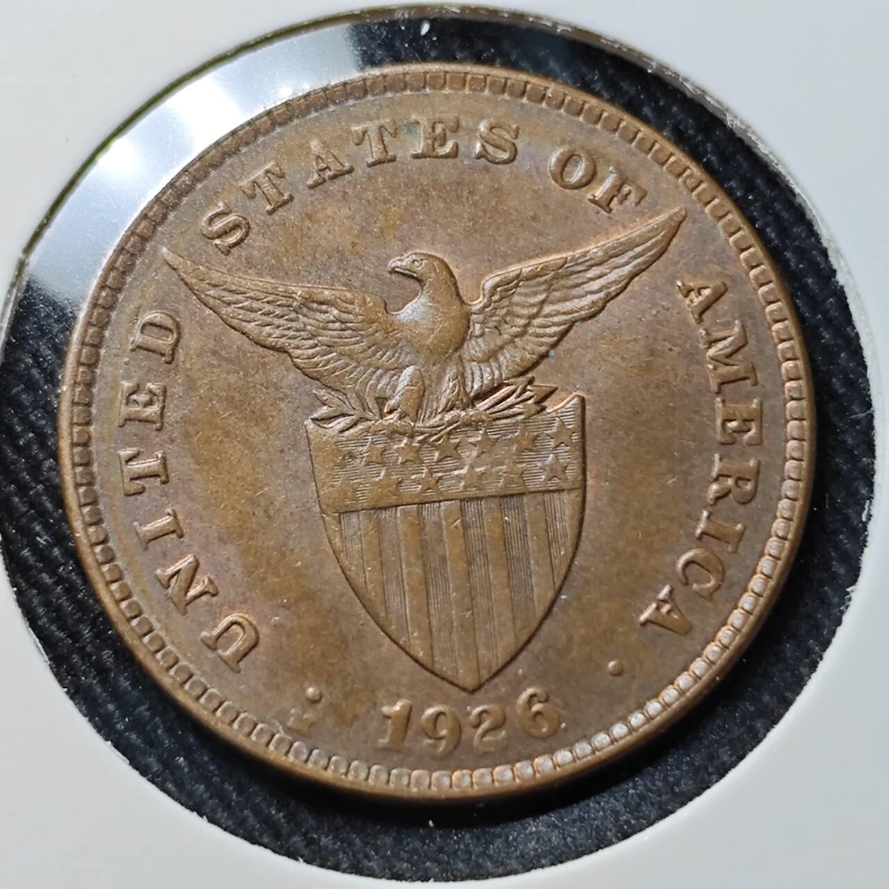 KK钱币收藏小铺  第398期 百期特拍（四拍之二） 2月预留时间 周末发货  1926美属菲律宾1分铜币 MS品可评级