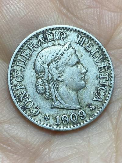 2026年第十七场(总第一百八十六场）外国好品散币场(免佣金) - 少见早期年份–瑞士🇨🇭1909年10拉彭(第二版，B标伯尔尼造)