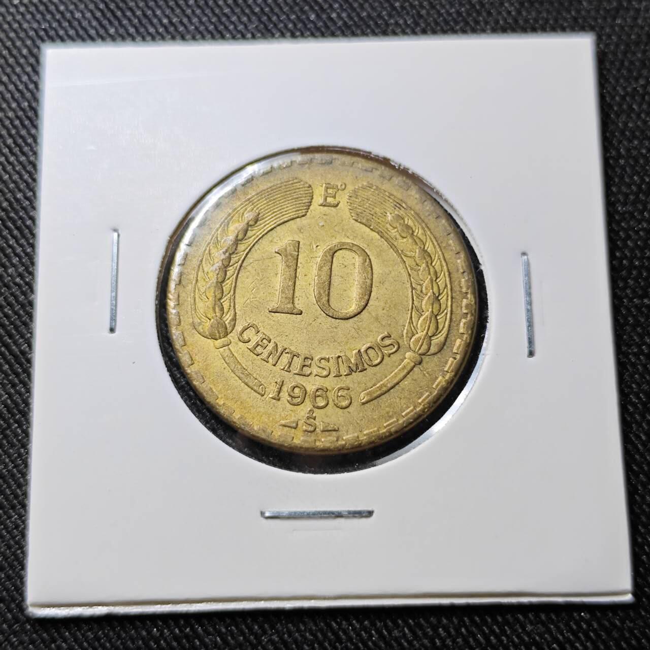 KK钱币收藏小铺  第391期  2月预留时间 周末发货  1966智利10分铜币