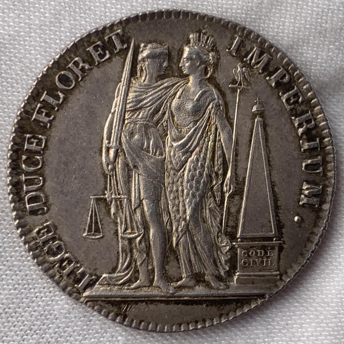 掌中浮雕-藏着的欧洲第052场 法国双女神银质代币，31.75mm，12g