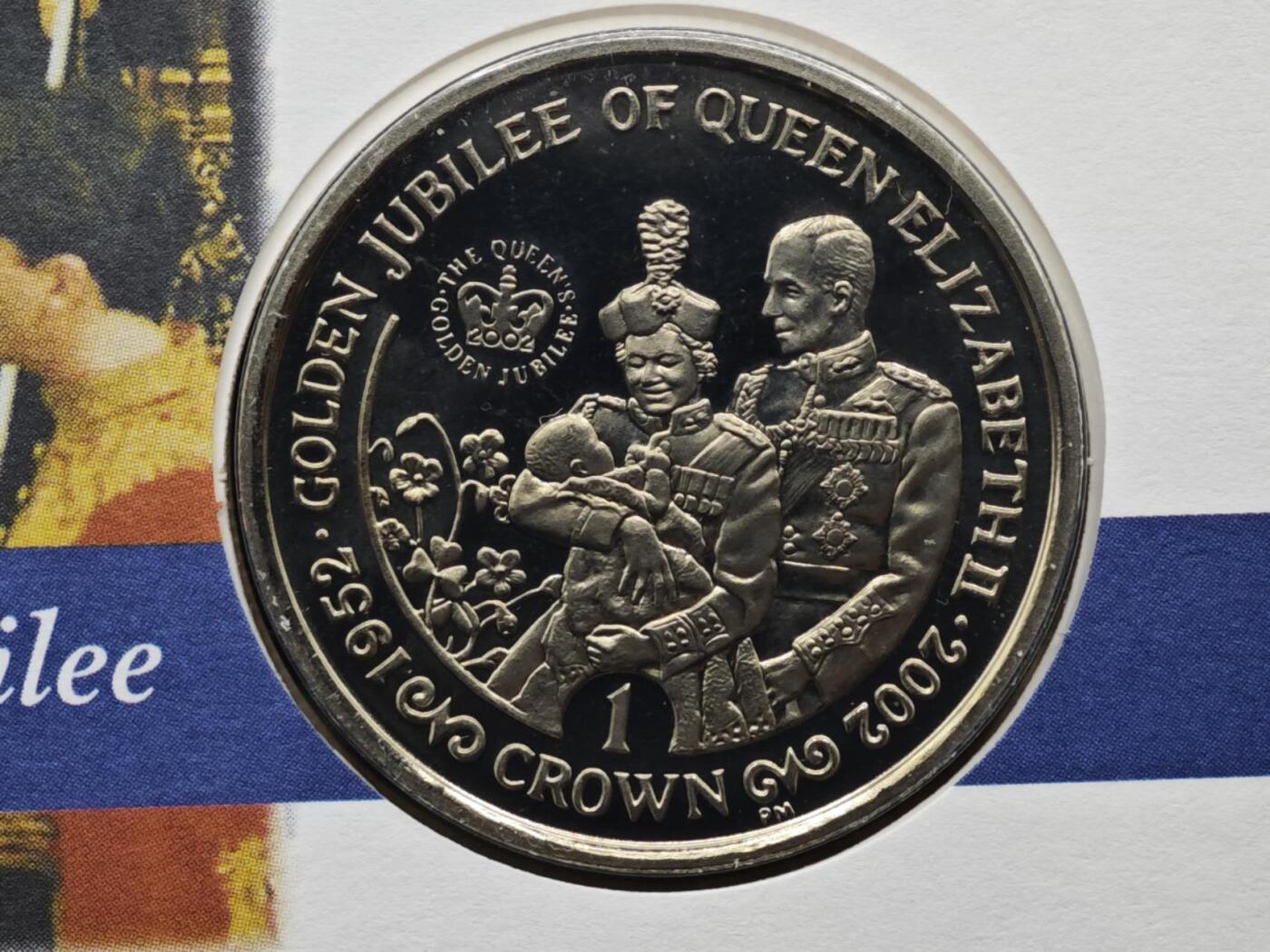 【淘币小摊】限时拍第八百六十二拍  克朗币邮币封场  满百包邮可预留两周  周一统一发货  直布罗陀2002年女王登基金禧克朗纪念币邮币封