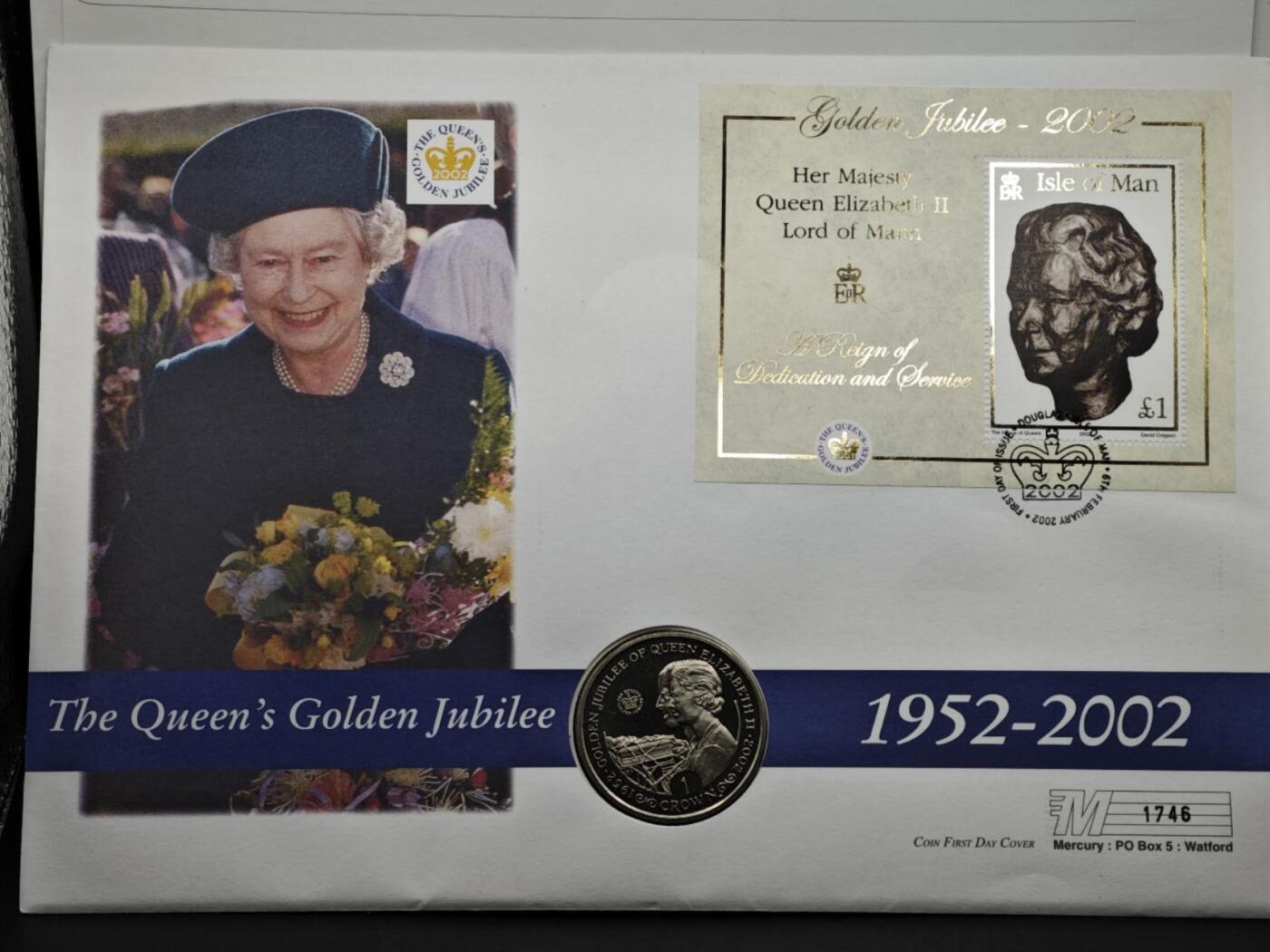 【淘币小摊】限时拍第八百六十二拍  克朗币邮币封场  满百包邮可预留两周  周一统一发货  直布罗陀2002年女王登基金禧克朗纪念币邮币封