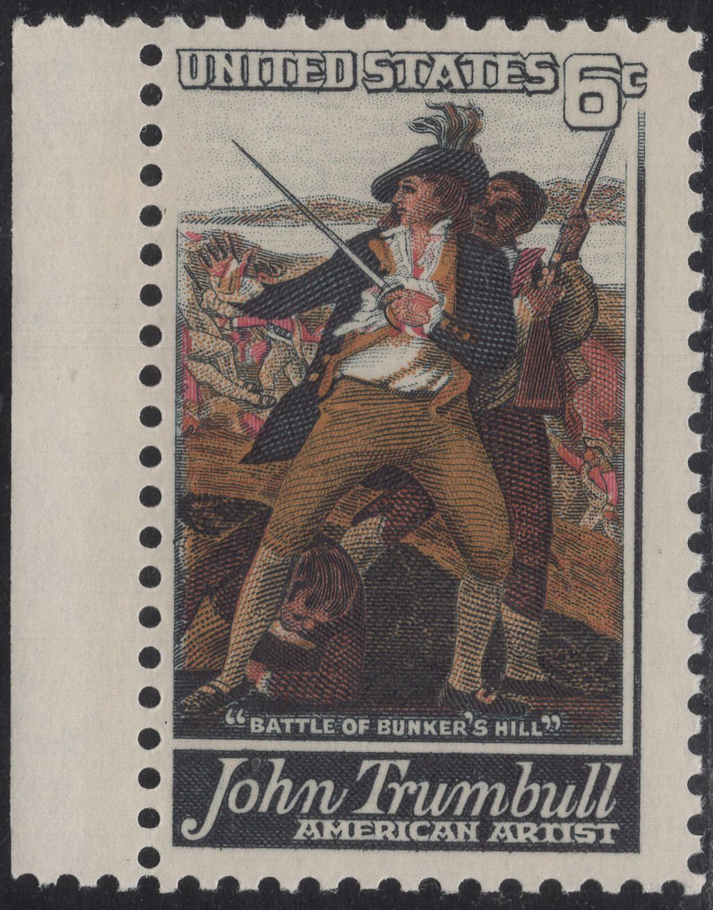 洪涛臻品批发群 精选邮票限时拍卖第1244期  1968美国特朗布尔绘画--邦克斯战役战争 雕版1全套带边 原胶全品！