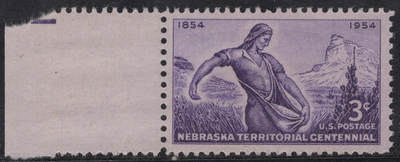洪涛臻品批发群 精选邮票限时拍卖第1244期  - 1954美国内布拉斯加百年-播种农夫 1全新带长宽宽边 雕刻版原胶全品！