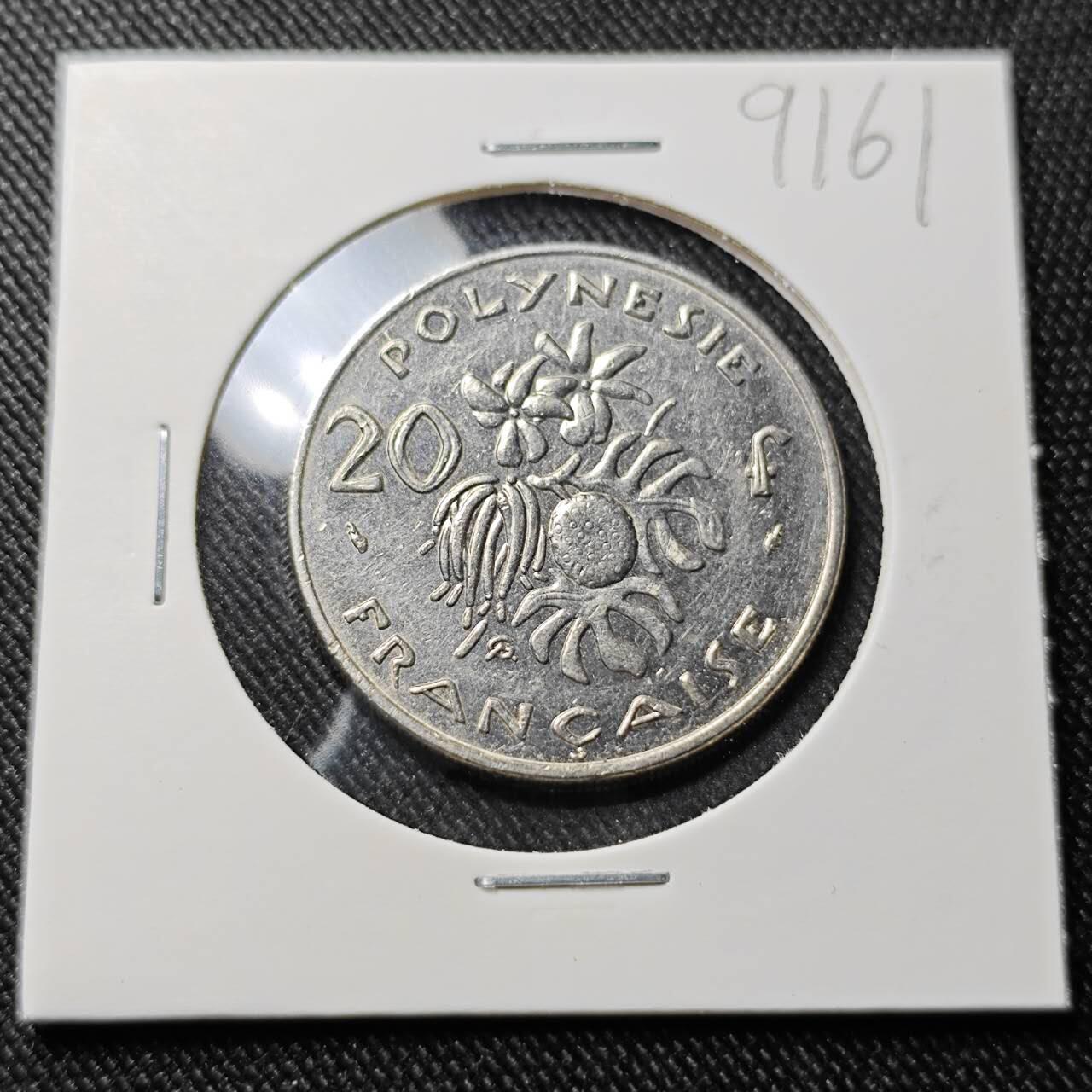 KK钱币收藏小铺  第391期  2月预留时间 周末发货 1983 法属波利尼西亚20法郎