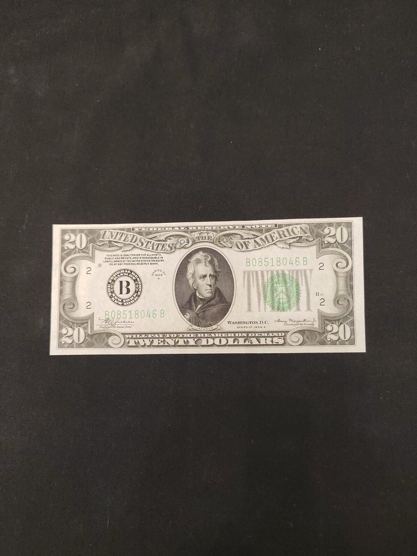 1934年20美元，刀拆品