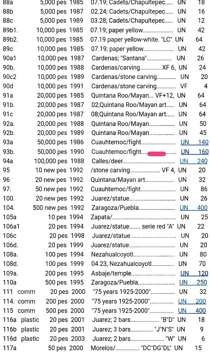 墨西哥1990年10000卢比无3、4、7永恒号兼尾999豹子号靓品纸币