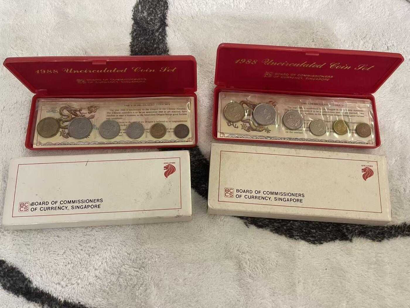 ❤️【币观天下】❤️ 第342期钱币秒杀拍卖场- 2026.2.4秒杀专场 长期征集拍品  新加坡1988年龙年官方盒装套币两套打包