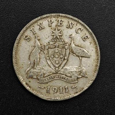 【淘币小摊】实时拍第八百六十三拍   小银币散币场   年前最后一周 之前的预留小年前全部发出 请更换最新收货地址  - 澳大利亚1911年乔治五世6便士银币