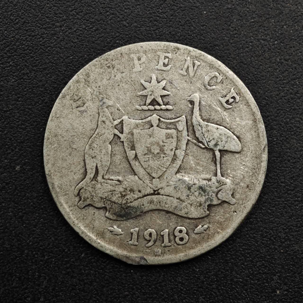 【淘币小摊】实时拍第八百六十三拍   小银币散币场   年前最后一周 之前的预留小年前全部发出 请更换最新收货地址  澳大利亚1918年乔治五世6便士银币