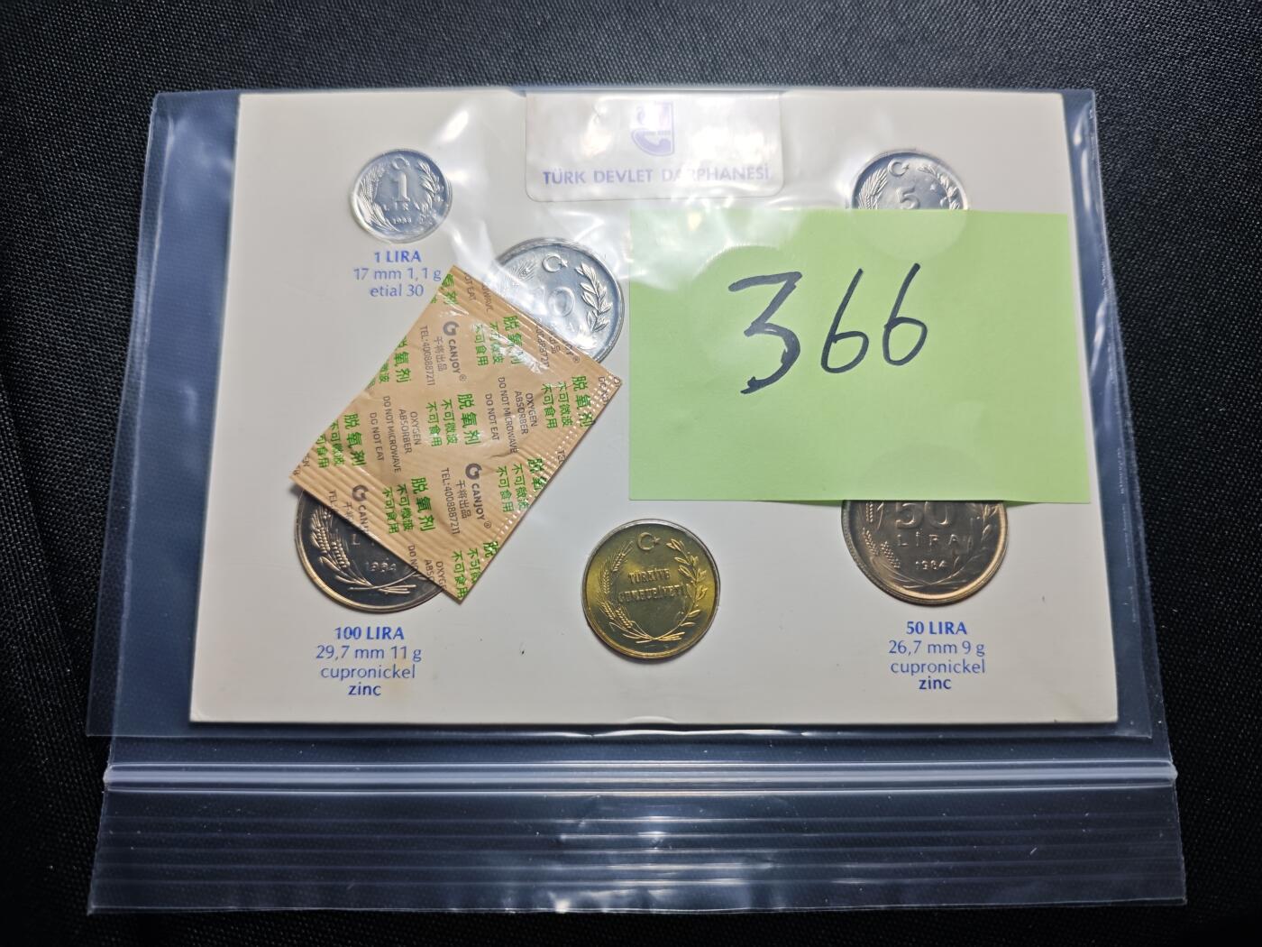 KK钱币收藏小铺  第400期  百期特拍（四拍之四）2月预留时间 周末发货  1984土耳其大小面值清年一套 官方发行！带土耳其造币厂纪念章 少见！