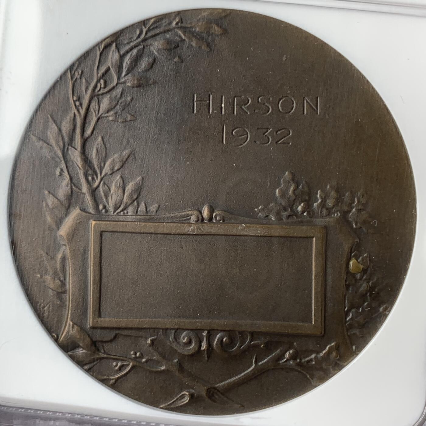 掌中浮雕-藏着的欧洲第052场 NGC MS62 : 1932年法国射击竞赛铜章，45mm