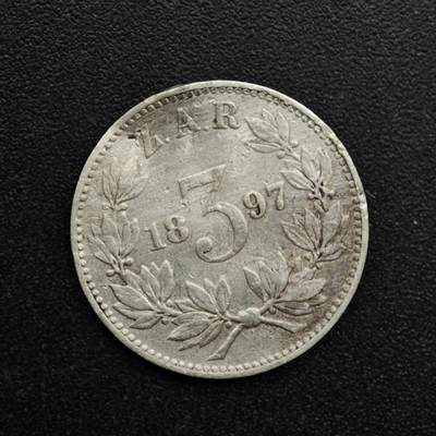 【淘币小摊】实时拍第八百六十三拍   小银币散币场   年前最后一周 之前的预留小年前全部发出 请更换最新收货地址  - 南非德兰士瓦1897年3便士银币