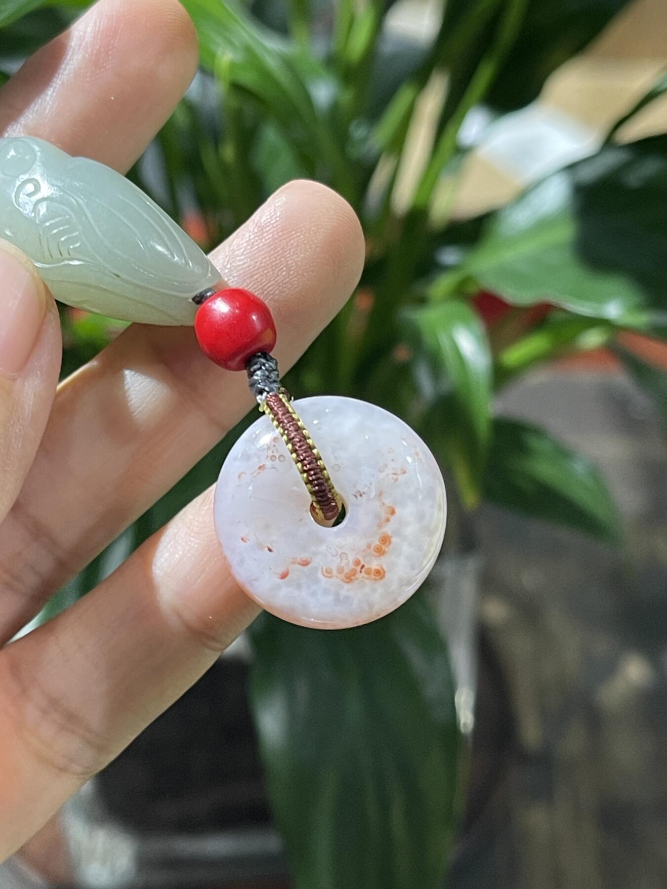 和田玉籽料手工挂饰 和田玉一鸣惊人平安扣挂饰