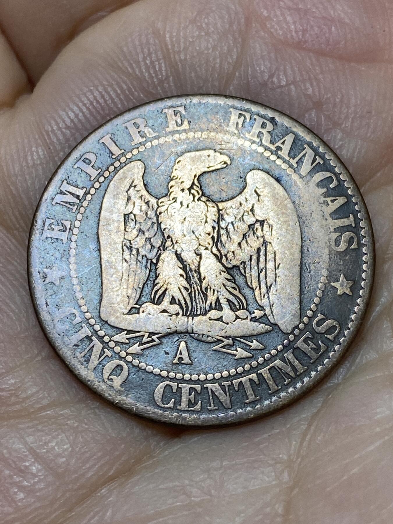 2026年第十八场(总第一百八十七场）外国好品散币场(免佣金) 法兰西第二帝国1855年5生丁(拿破仑三世第一版，A标巴黎造)