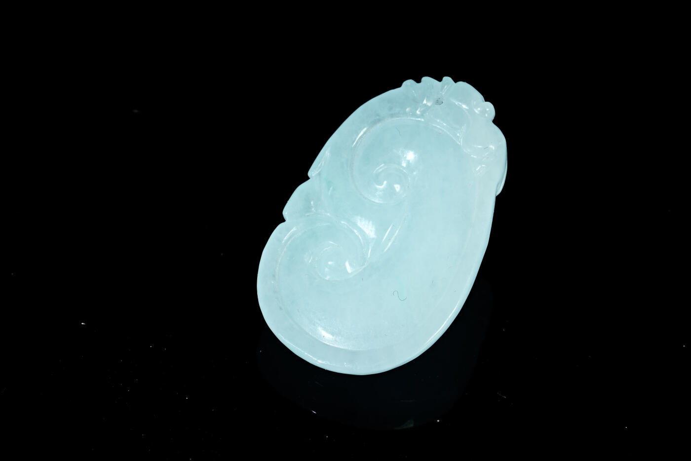 上海都达杂项专场十九（全场包邮） 天然冰糯种翡翠（A货）精雕《吉祥如意》挂件90-10