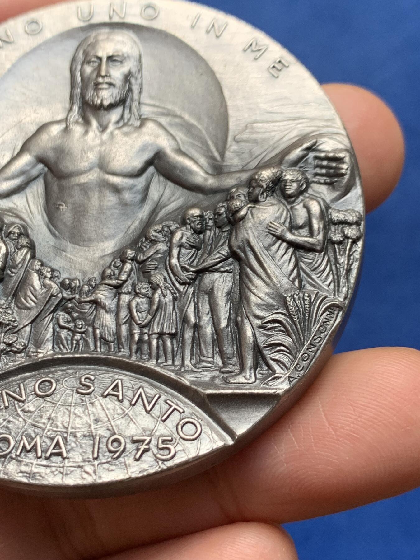 《竞宝斋》第464场 周日，周一，周二，3场连拍 （全场包邮）欢迎送拍 梵蒂冈教皇保罗六世纪念章 高浮雕 重约99克 59.7mm