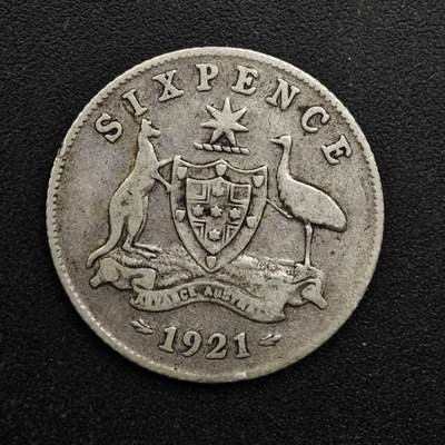 【淘币小摊】实时拍第八百六十三拍   小银币散币场   年前最后一周 之前的预留小年前全部发出 请更换最新收货地址  - 澳大利亚1921年乔治五世6便士银币