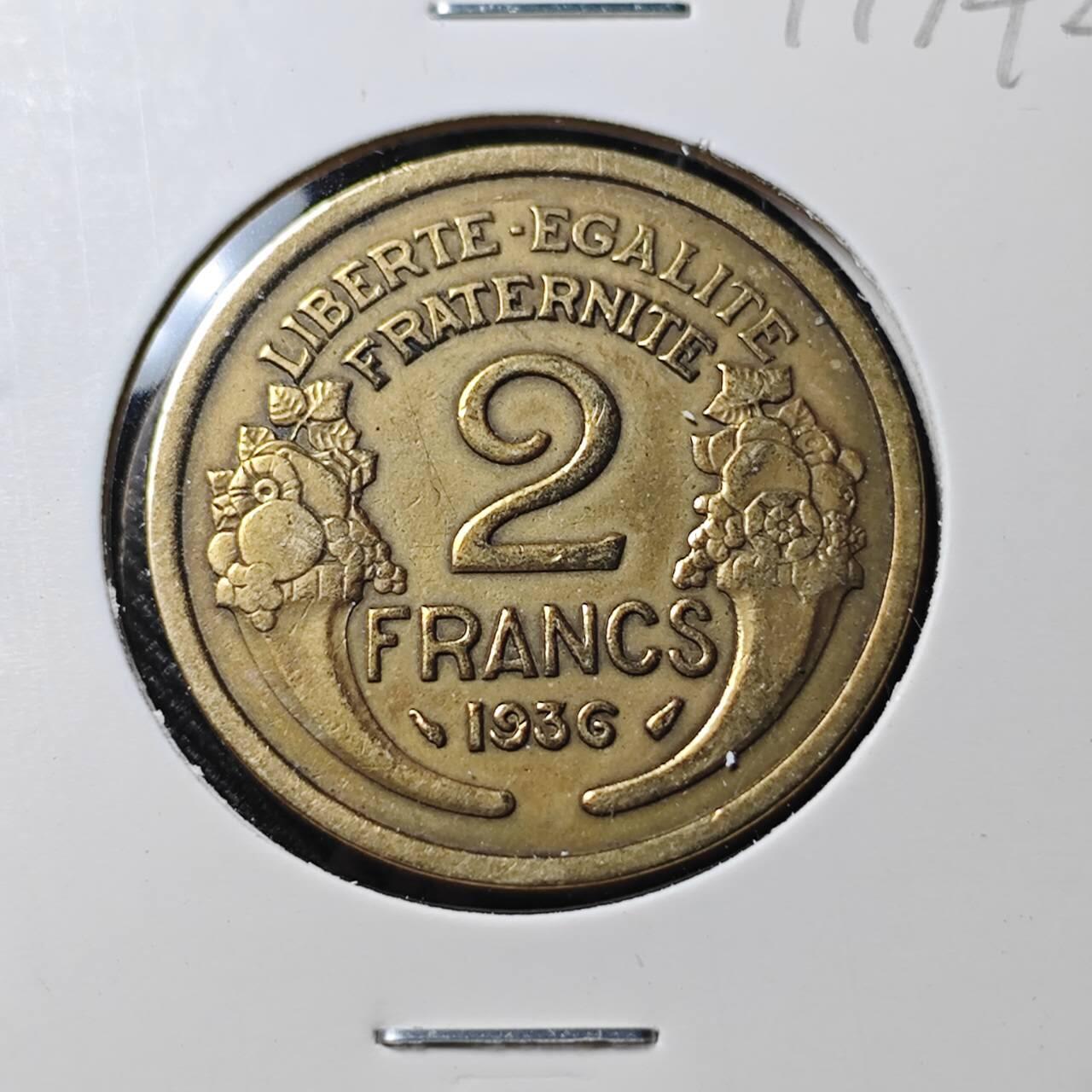 KK钱币收藏小铺  第391期  2月预留时间 周末发货  1936法国2法郎
