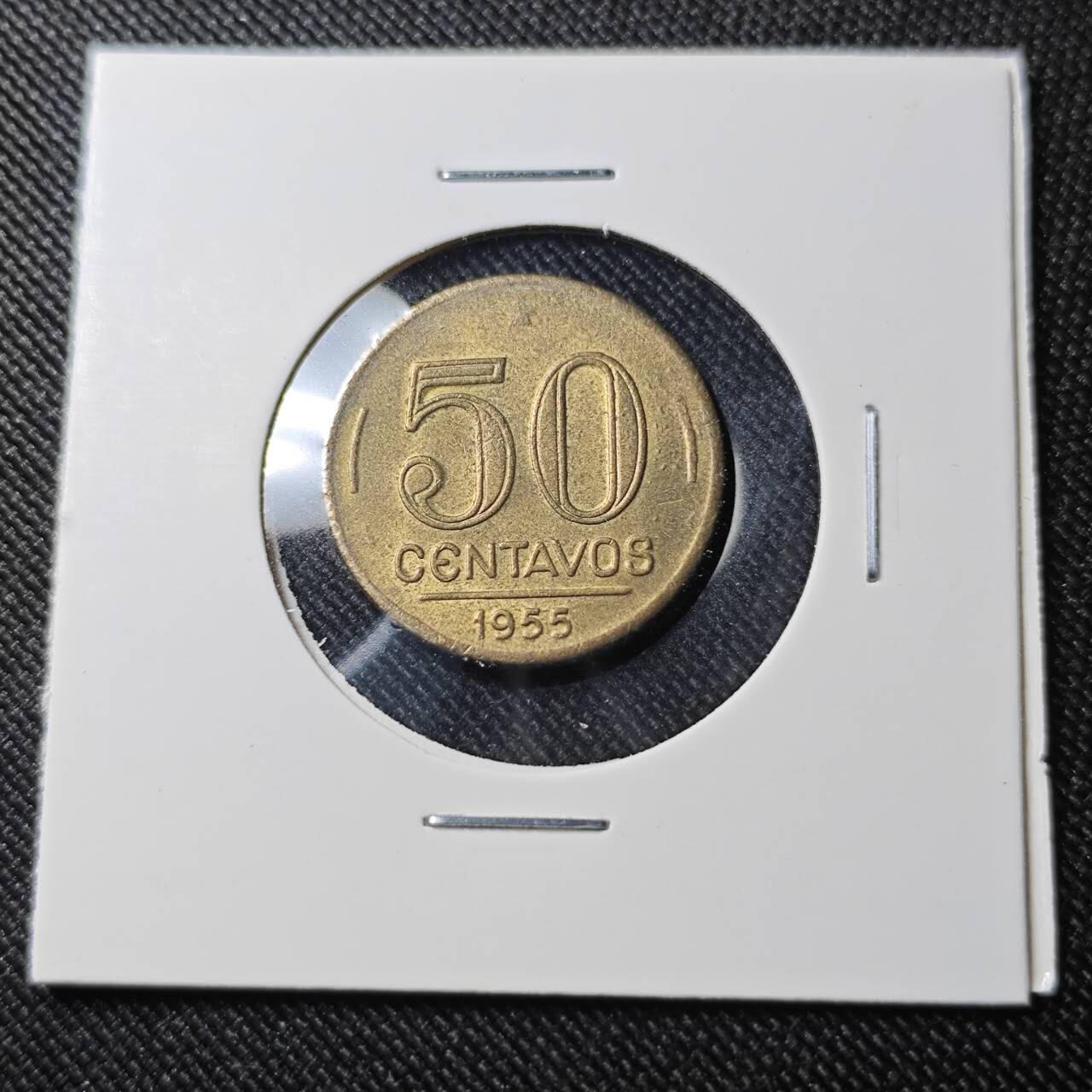 KK钱币收藏小铺  第391期  2月预留时间 周末发货  1955巴西50分铜币 带光