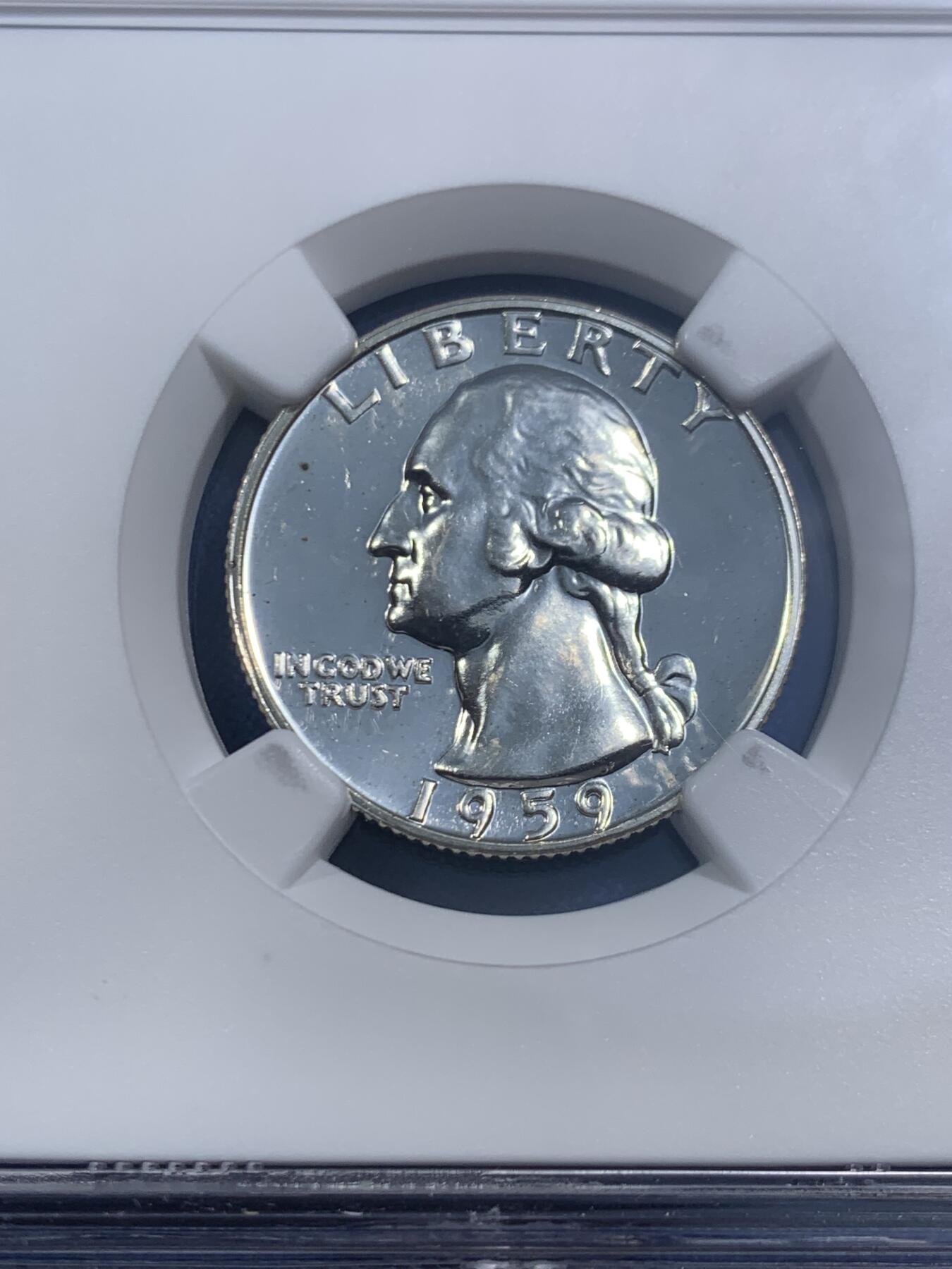 《竞宝斋》第464场 周日，周一，周二，3场连拍 （全场包邮）欢迎送拍 NGC PF67 美国1959年华盛顿25分精制银币