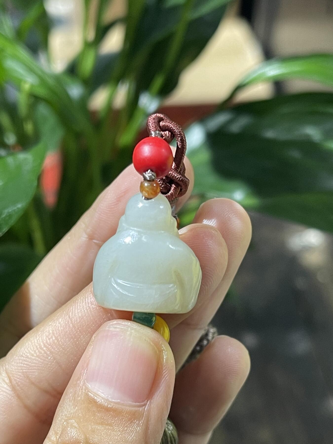 和田玉籽料手工挂饰 和田玉弥勒佛