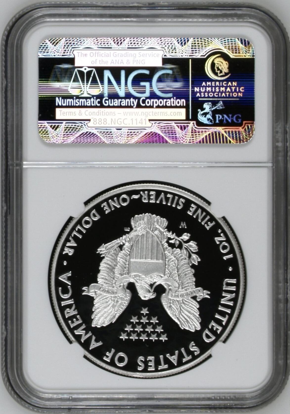 S&S Numismatic世界钱币-拍卖 第120期  美国2008年 自由行走女神 1美元1盎司投资精制银币 W标西点造币厂 31.1克999银 NGC PF70UC冠军分 设计师签名标签