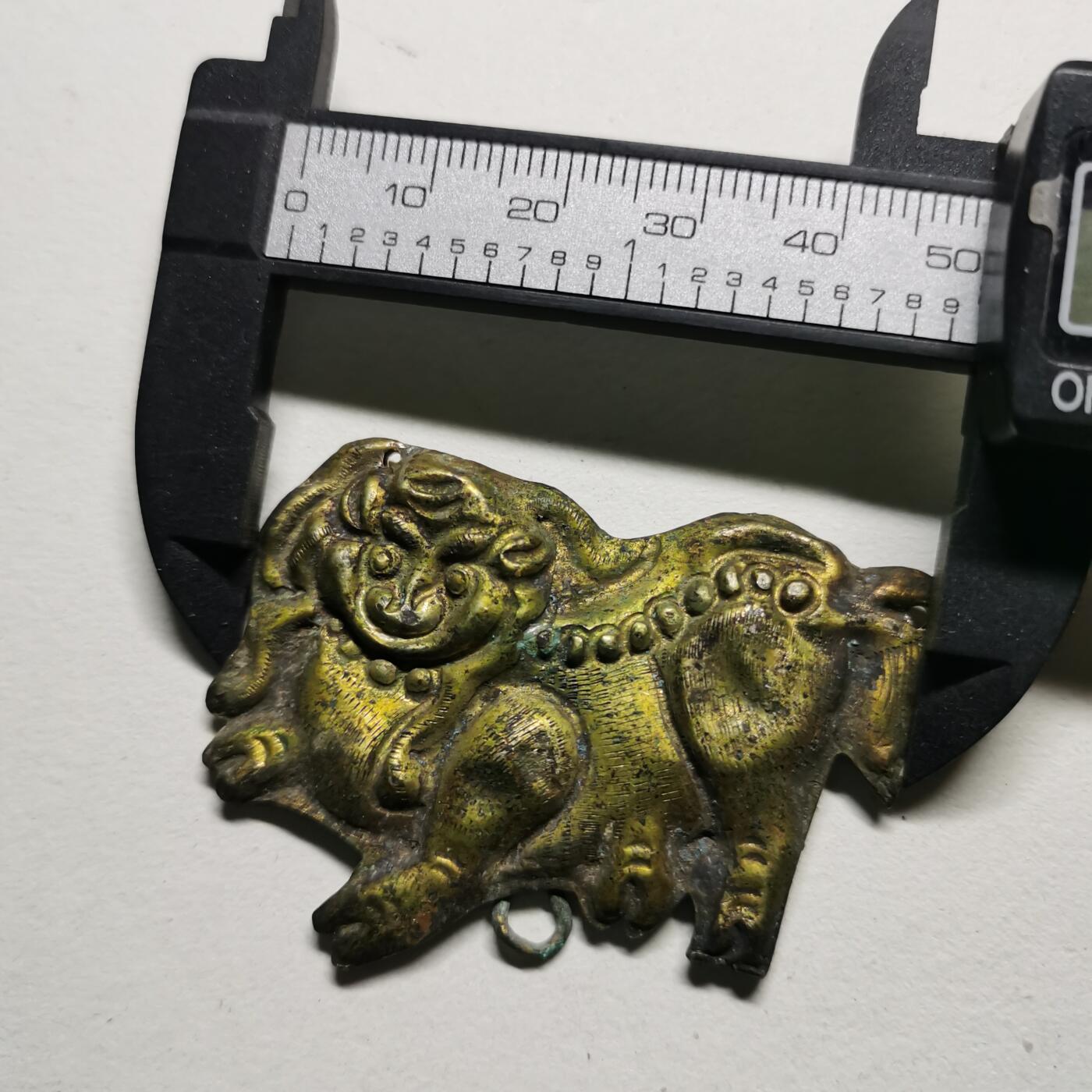 杂件专场98期 清代老银鎏金狮子，金水足