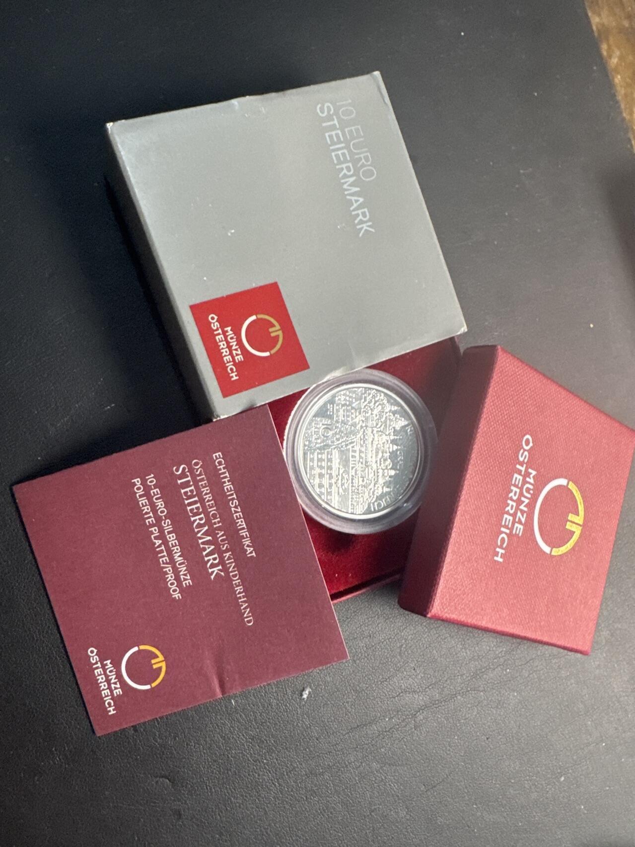 ❤️【币观天下】❤️ 第342期钱币秒杀拍卖场- 2026.2.4秒杀专场 长期征集拍品  奥地利联邦省系列银币 盒证齐全(面值10欧，重量17.3克)2012-2