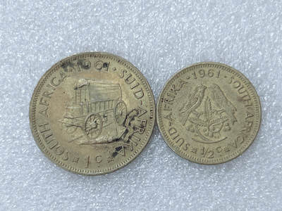第一海外回流一元起拍收藏 散集专场  第298期 - 南非1961年黄铜币 2枚