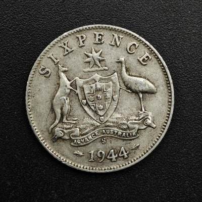 【淘币小摊】实时拍第八百六十三拍   小银币散币场   年前最后一周 之前的预留小年前全部发出 请更换最新收货地址  - 澳大利亚1944年乔治六世6便士银币