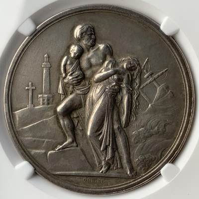 掌中浮雕-藏着的欧洲第052场 - NGC MS62 : 1905年法国救助协会银章，41mm