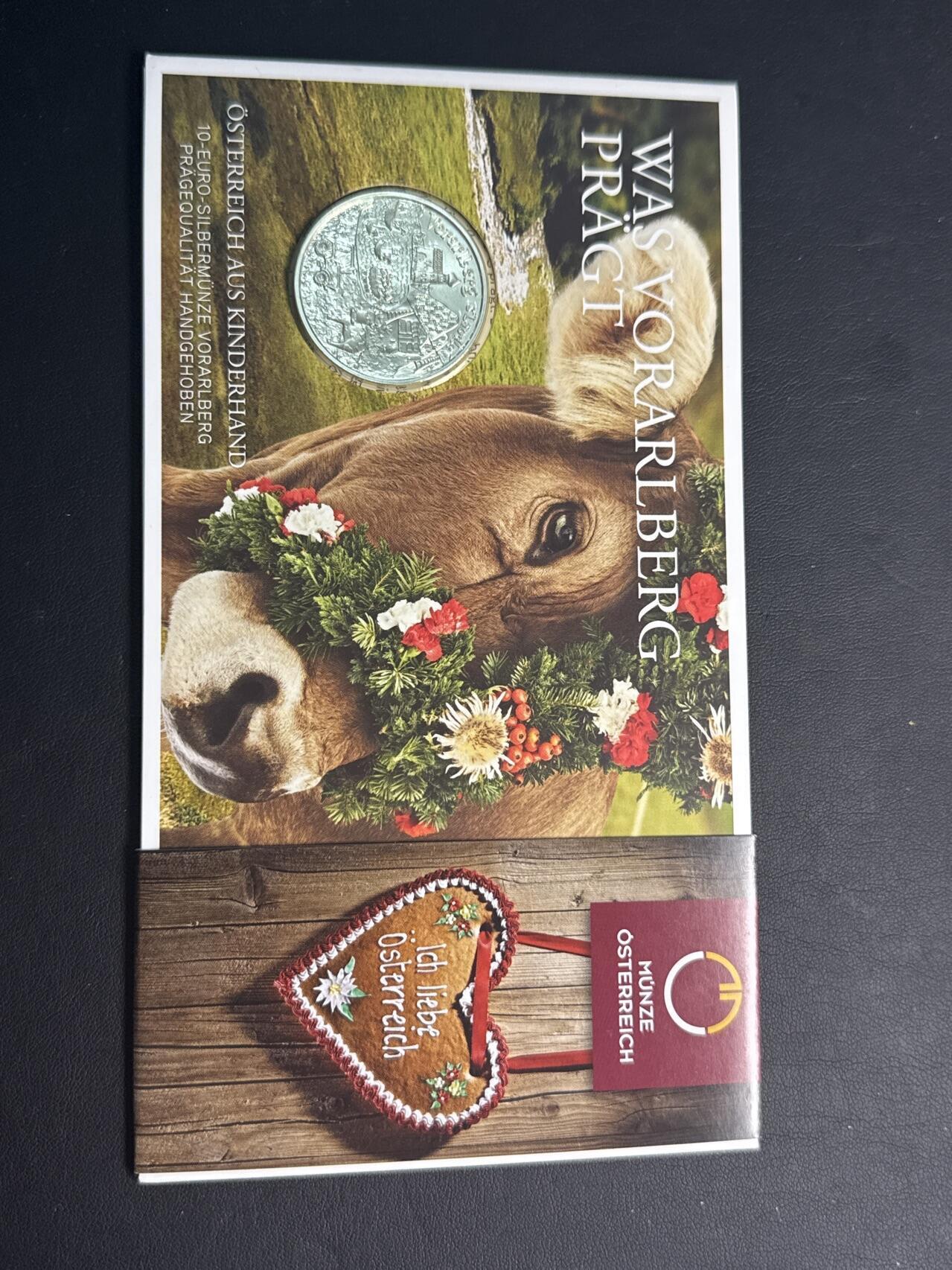 ❤️【币观天下】❤️ 第342期钱币秒杀拍卖场- 2026.2.4秒杀专场 长期征集拍品  奥地利联邦省系列银币 原厂封装卡册(面值10欧，重量17.3克)2013年福拉尔贝格