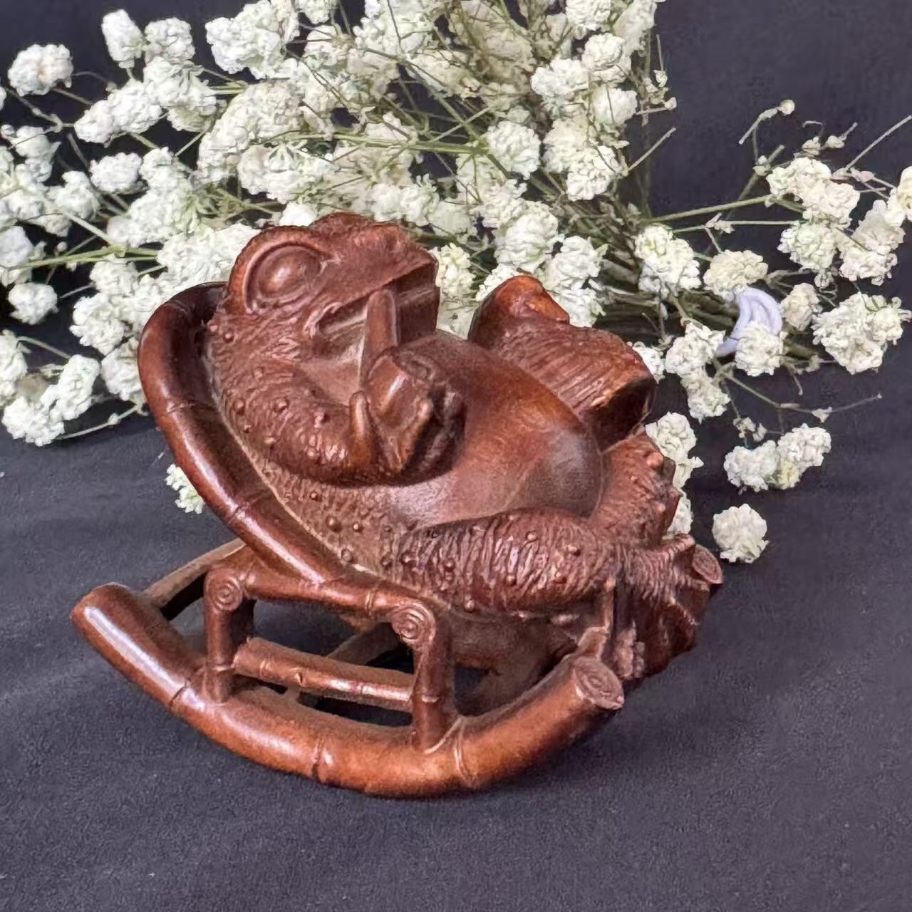 零元拍：黄杨木雕：乐逍遥（古法旧化非科技旧化），60/37.5/54MM，就这么可耐