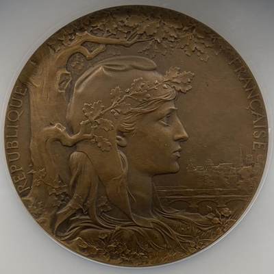 掌中浮雕-藏着的欧洲第052场 - NGC MS64 : 1900年法国巴黎世博会铜章，64mm