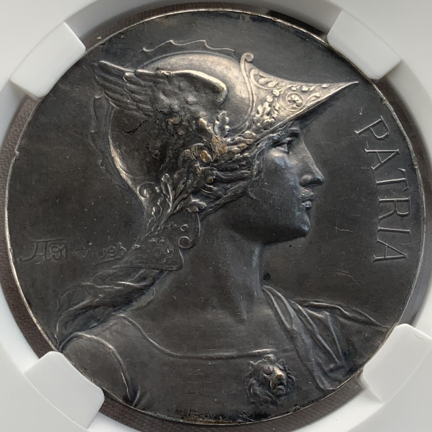 掌中浮雕-藏着的欧洲第052场 法国玛丽安娜镀银铜章，57mm