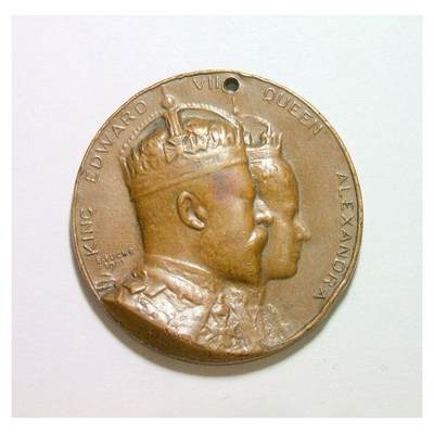 英国1902年 爱德华七世和皇后加冕礼 高浮雕精制大铜章 40MM - 英国1902年 爱德华七世和皇后加冕礼 高浮雕精制大铜章 40MM