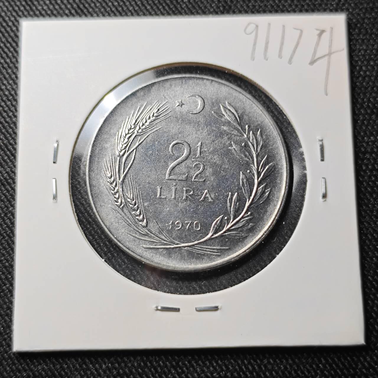 KK钱币收藏小铺  第391期  2月预留时间 周末发货  1970土耳其2.5里拉农粮纪念币