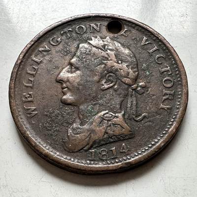 🌹外币初藏🌹🐯2026年第15场  每周二四六晚8️⃣点 接代拍 - 英国1816年威灵顿公爵击败拿破仑一便士胜利代用币