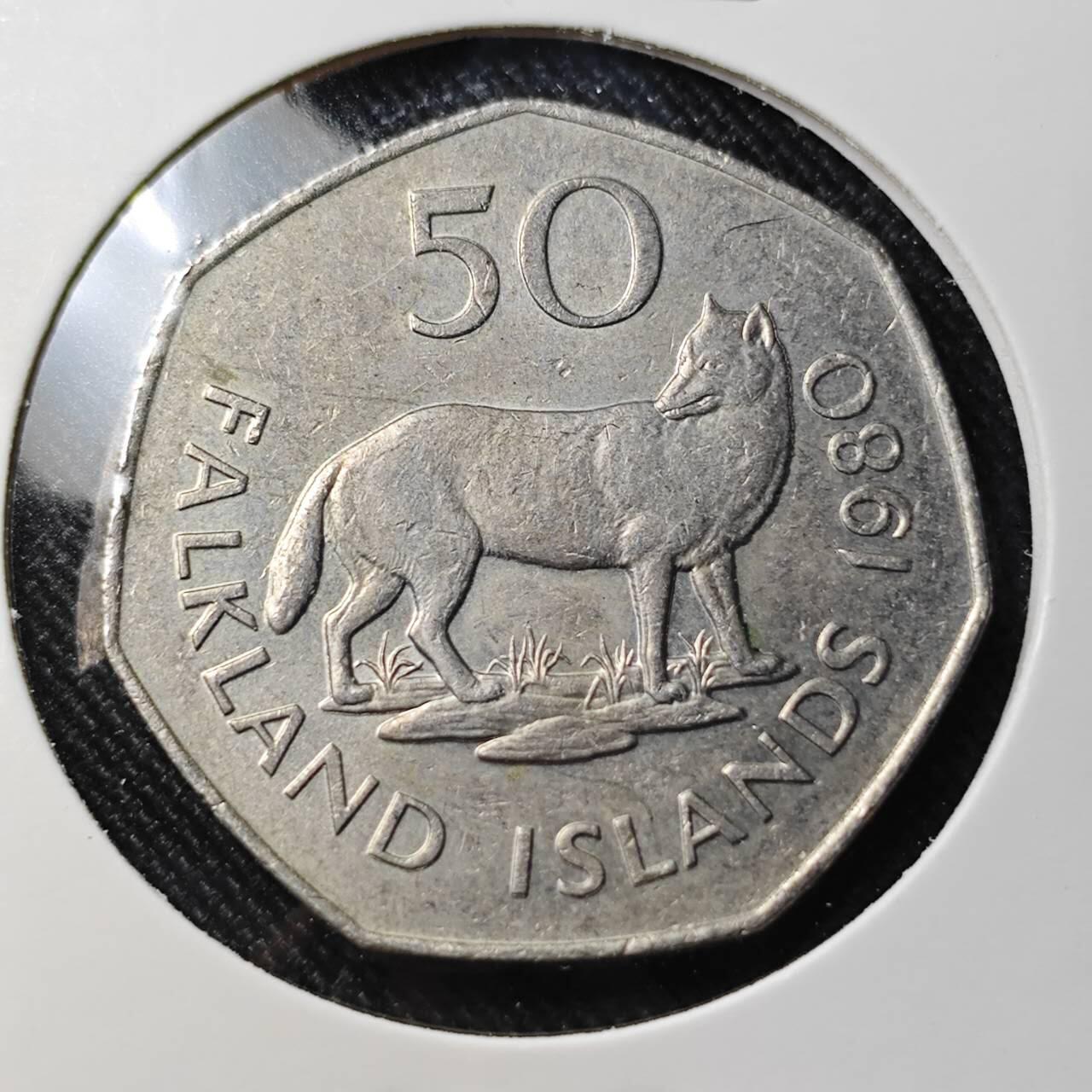 KK钱币收藏小铺  第391期  2月预留时间 周末发货  1980福克兰群岛50分